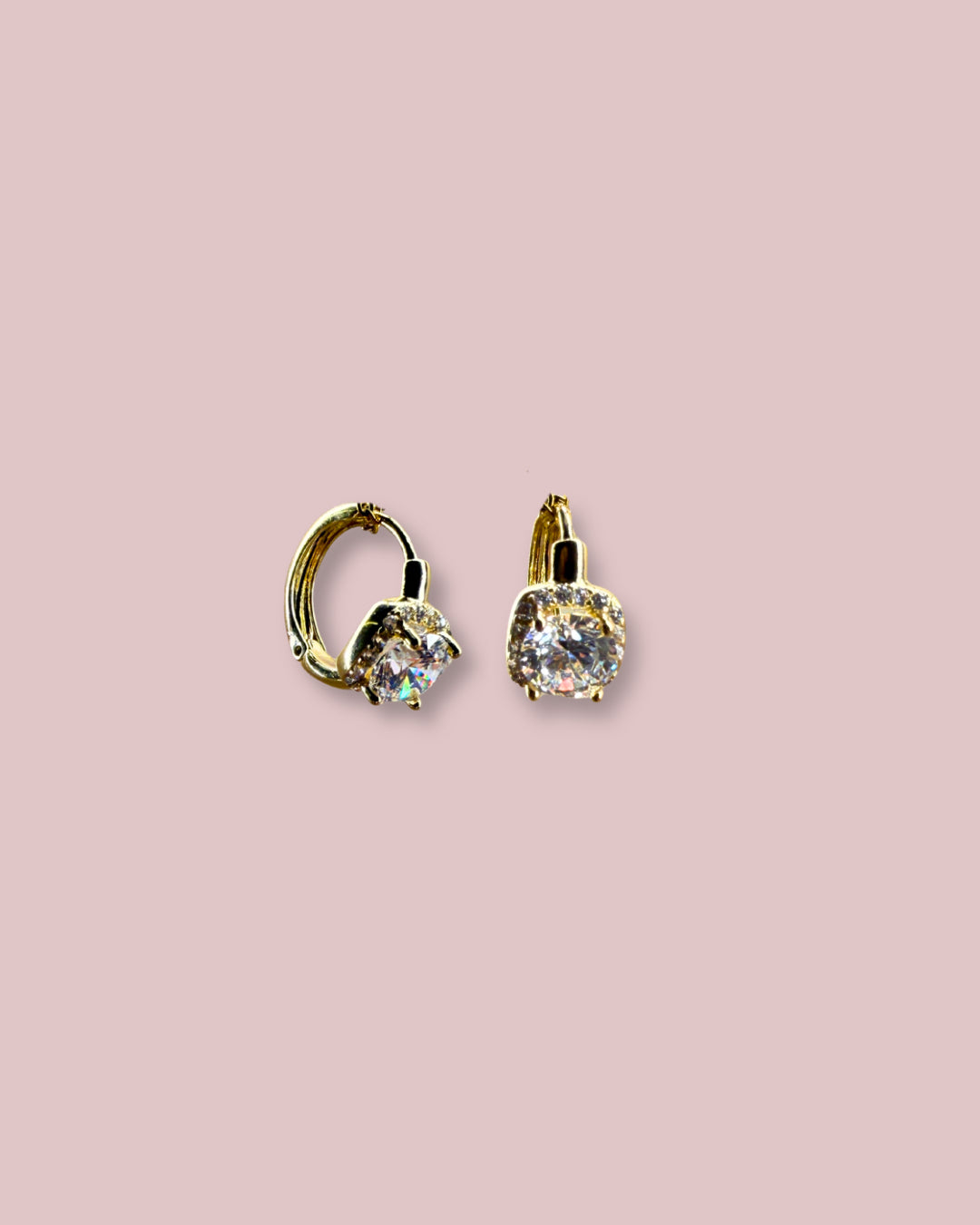 Crystal Clear Gold Earring