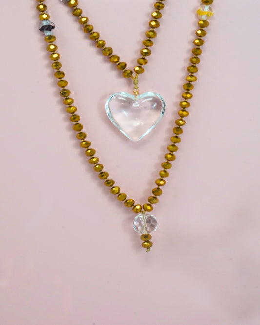 Double Heart Crystal Necklace