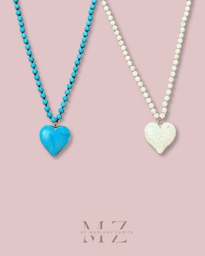 Heart Stone Long Necklace