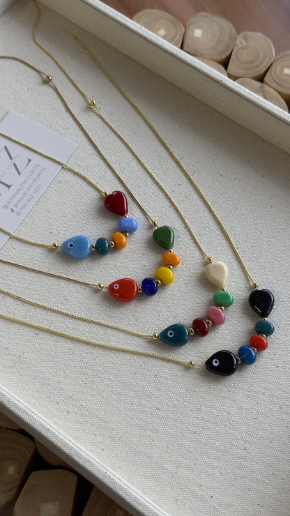 Ceramic Fish Gold Necklace
