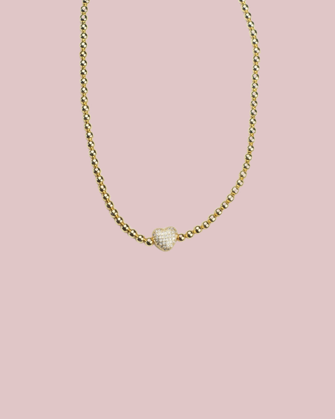 Beaded Crystal Heart Necklace