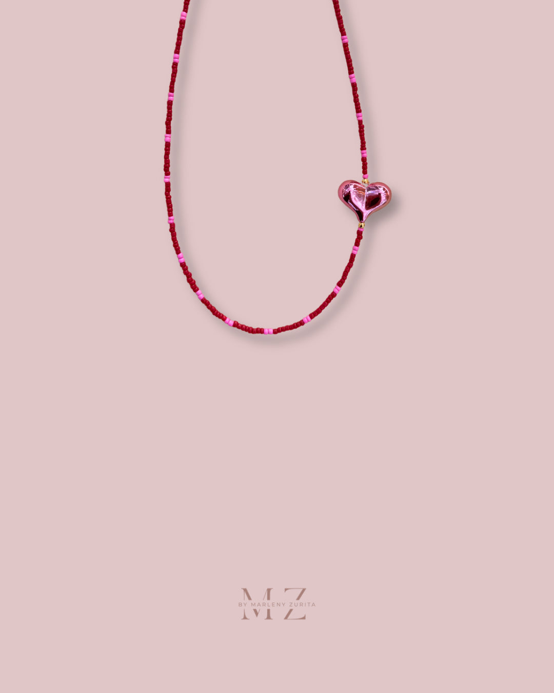 Funky Heart Bead Necklace