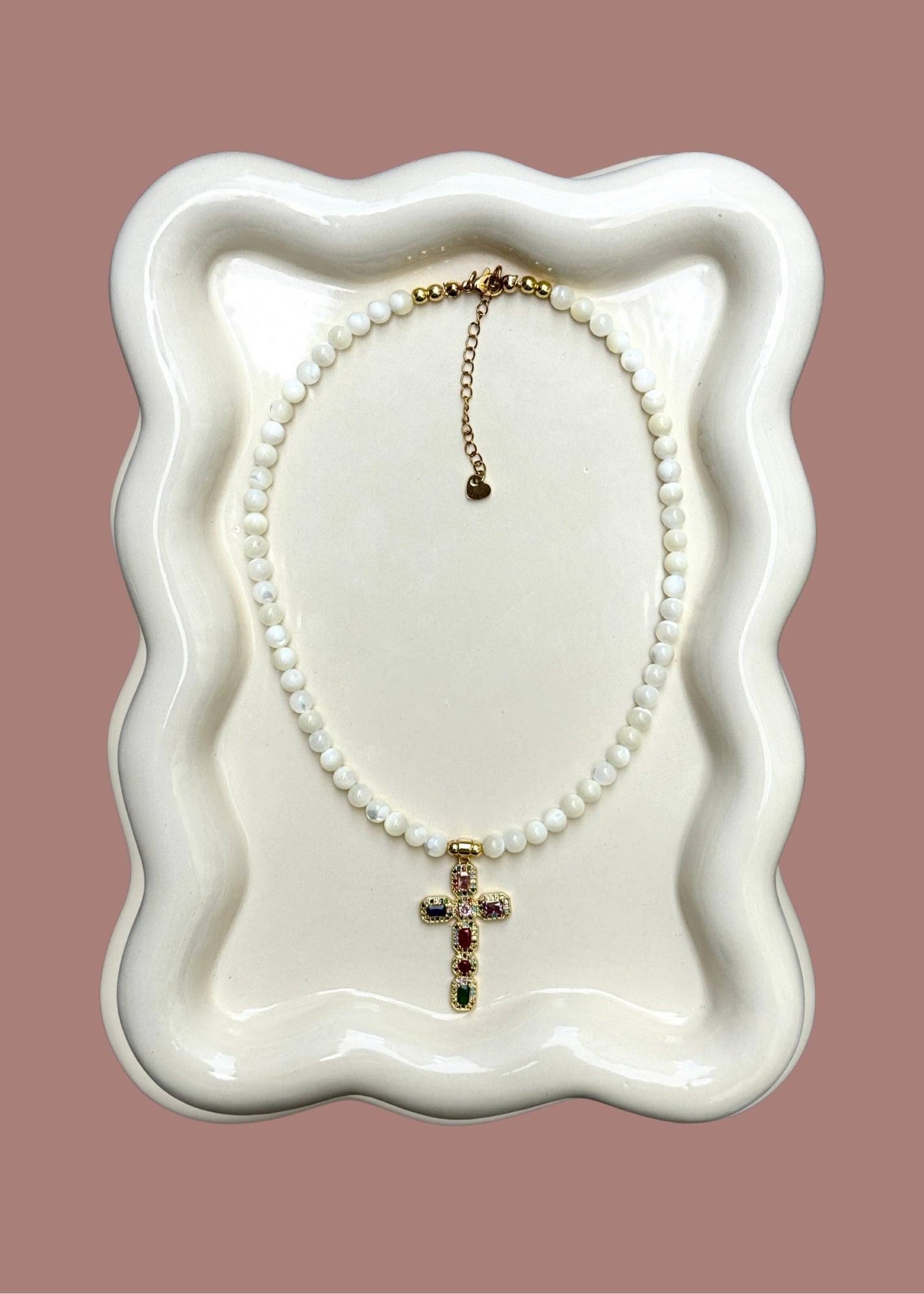 Mother of Pearl Cross Necklace