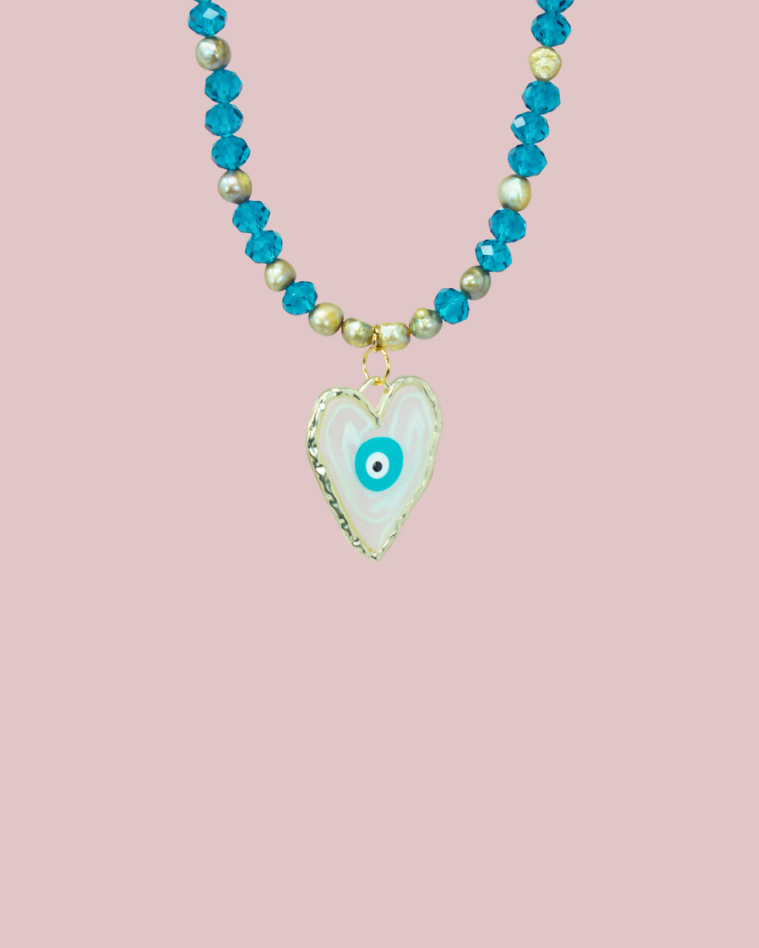 Pearl and Crystal Evil Eye Necklace