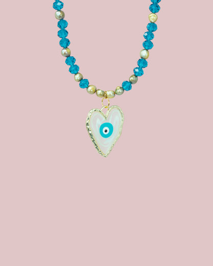 Pearl and Crystal Evil Eye Necklace