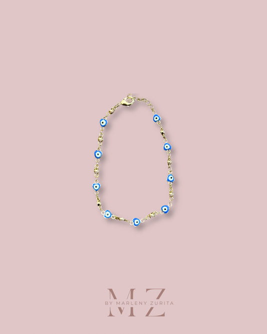 Evil eye Blue Gold Bracelet