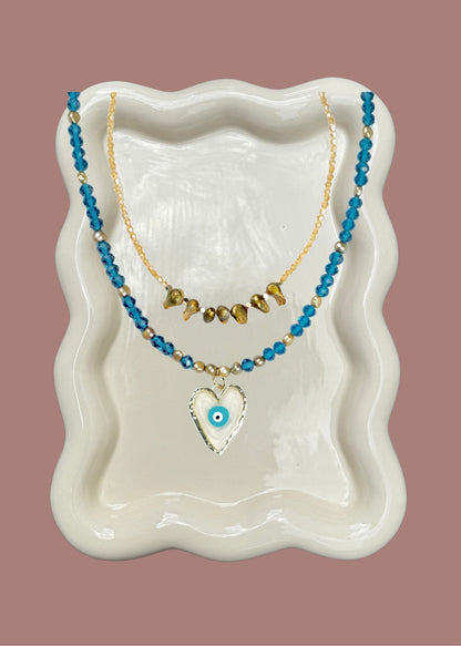 Pearl and Crystal Evil Eye Necklace