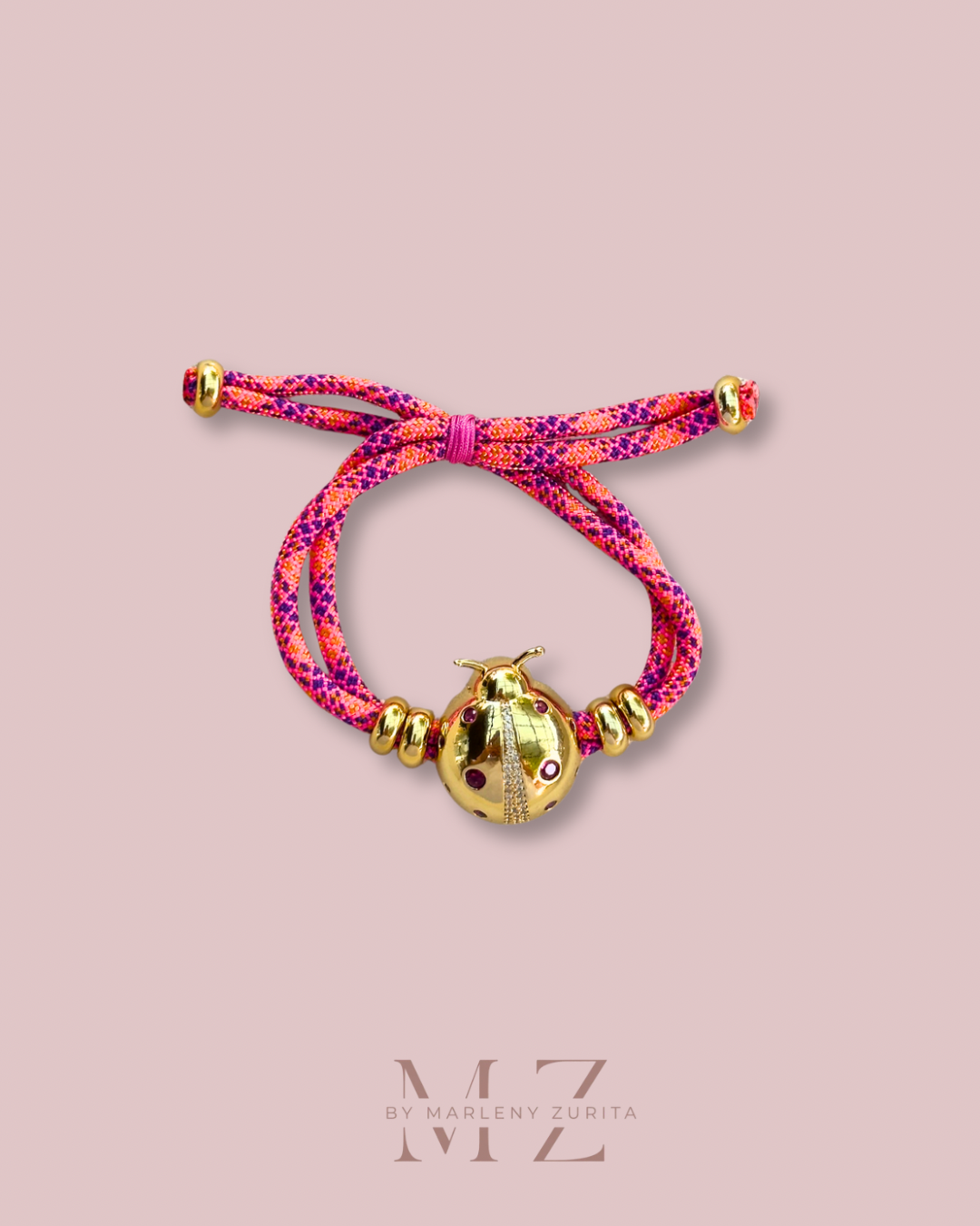 Lady Bug Gold Cord Bracelet