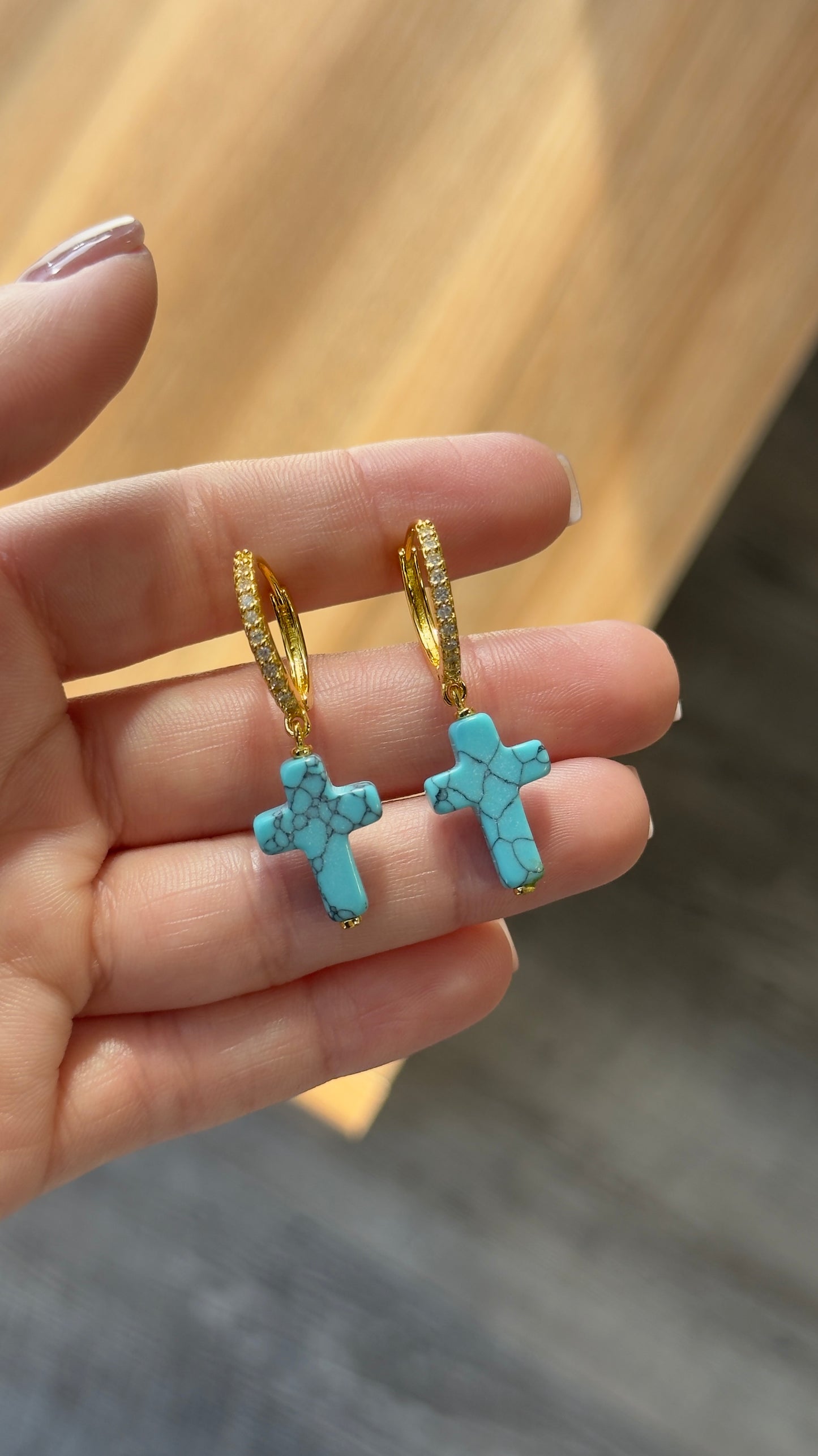 Crystal Cross Earring