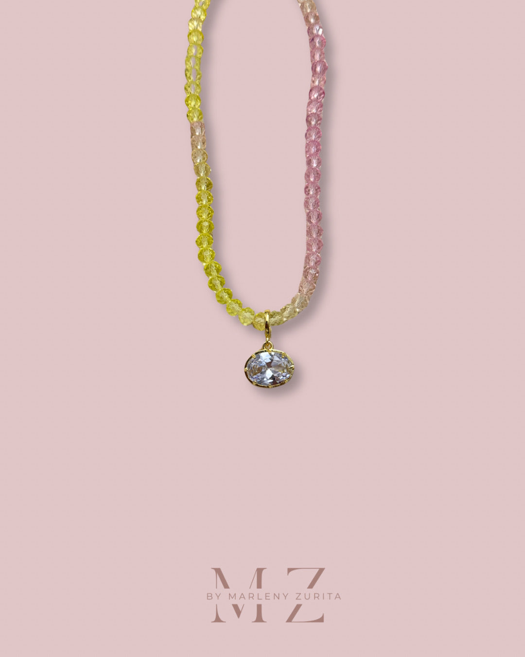 Pink Lime Crystal Necklace
