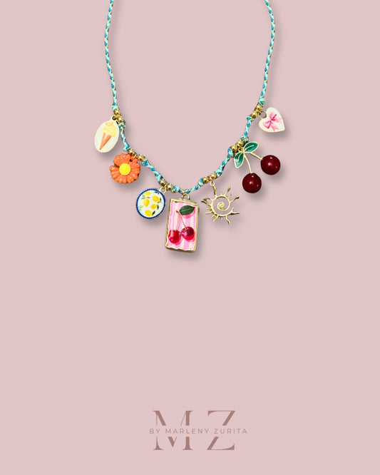 Cord Blue Charm Necklace