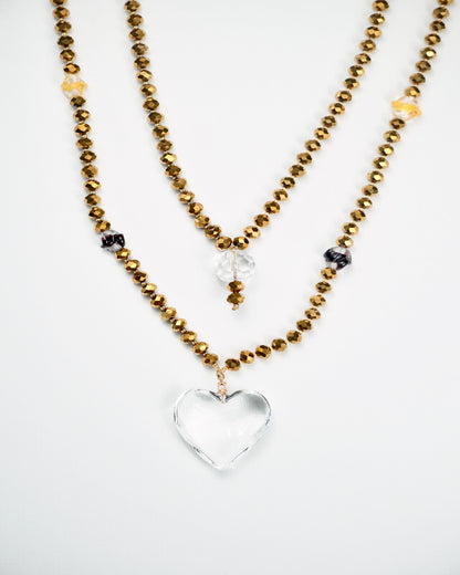 Double Heart Crystal Necklace
