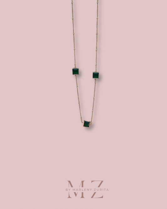 Square Green Gold Necklace