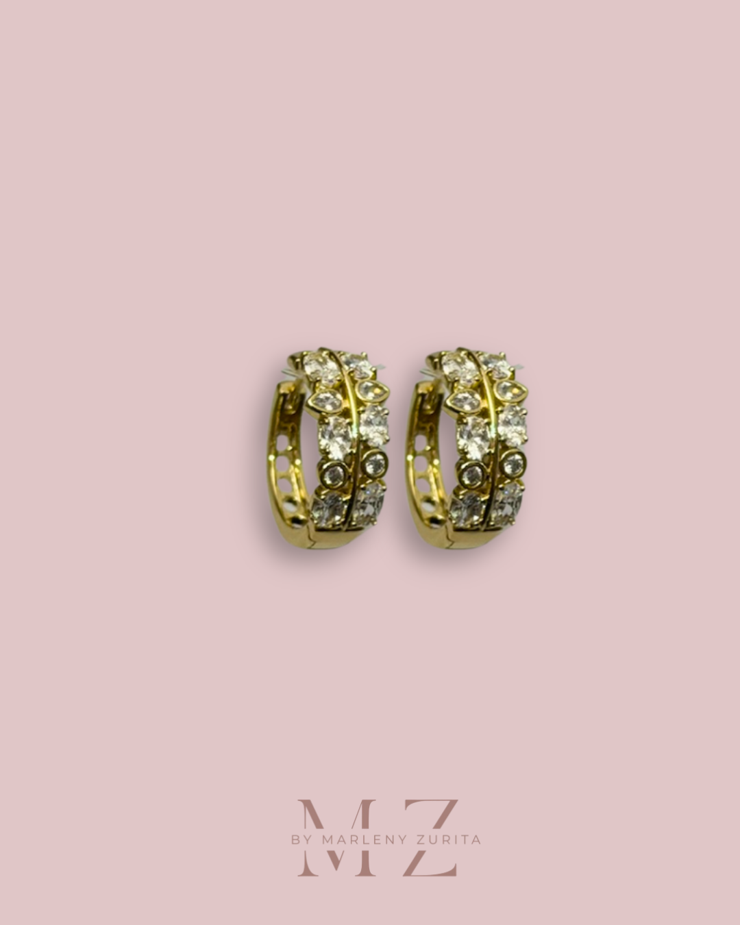 Crystal Chunky Gold Hoop Earring