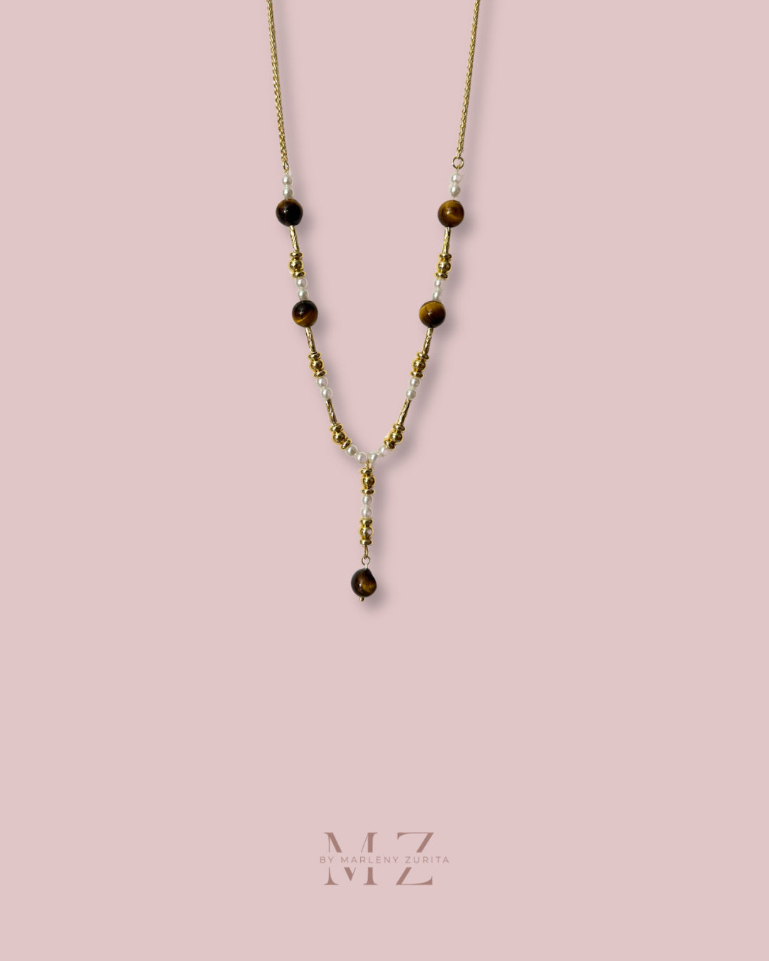 Tiger Eye Pearl Necklace