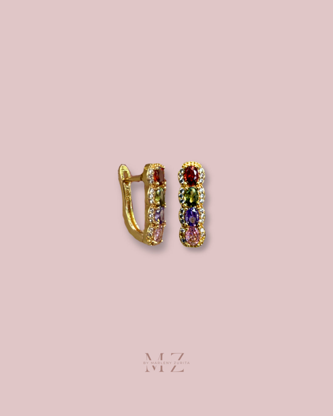 Gold multicolor CrytalEarring