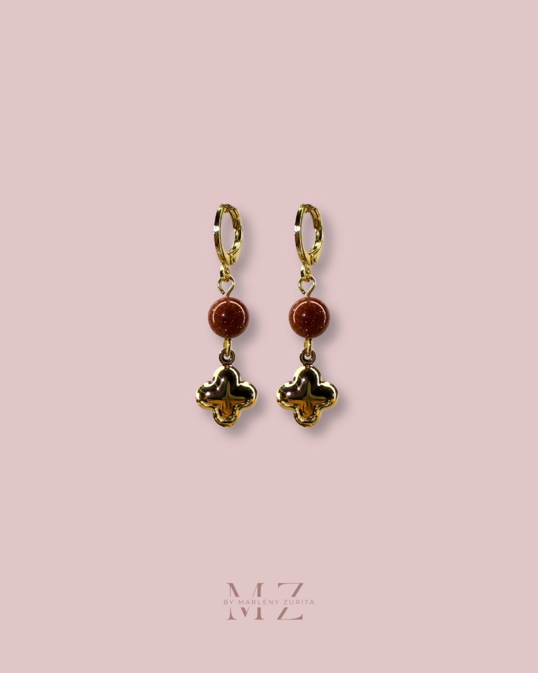 Goldstone Clover Earring