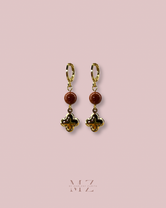 Goldstone Clover Earring