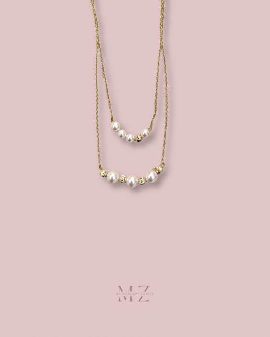 Double Chain Pearl Necklace
