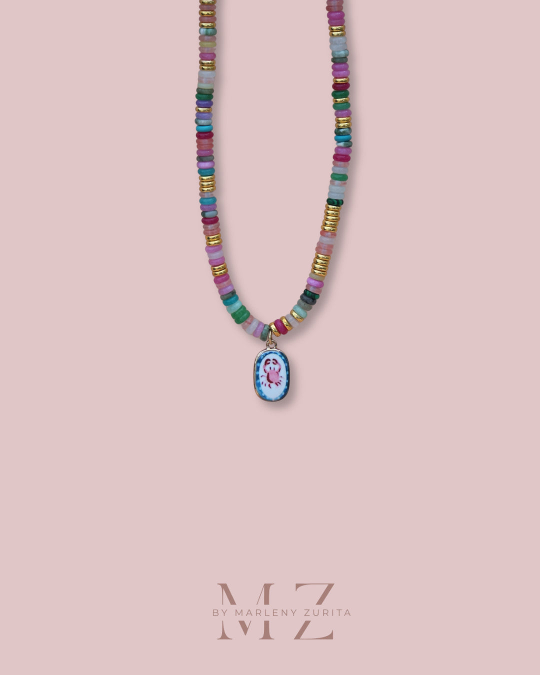 Multicolor Stone Charm Necklace
