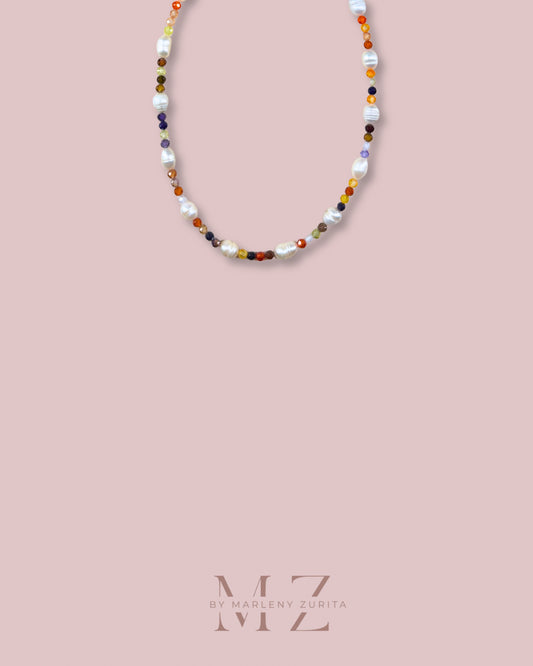 Crystal Pearl Multicolor Necklace