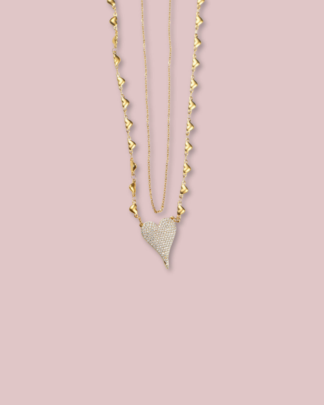 Shiny Double Heart Necklace