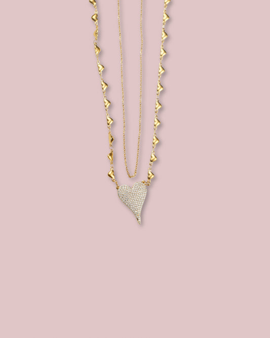 Shiny Double Heart Necklace