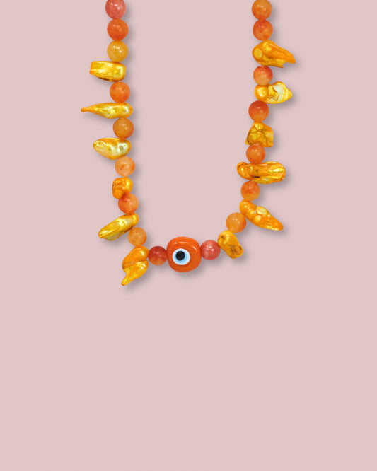 Pearl Evil Eye Necklace