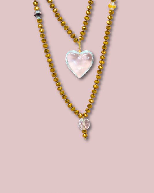 Double Heart Crystal Necklace