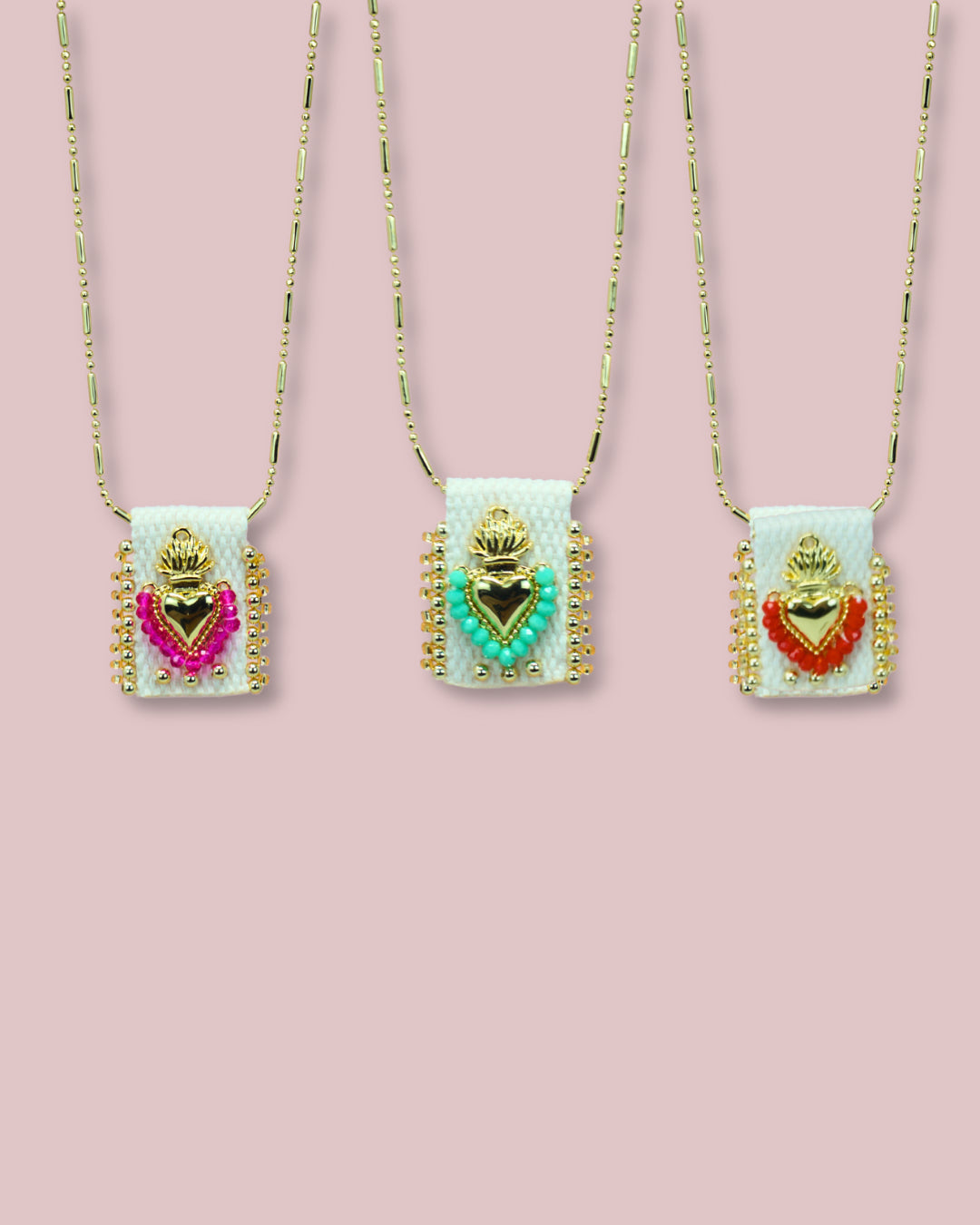 Escapulario Heart Bead Necklace