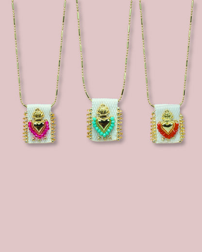 Escapulario Heart Bead Necklace