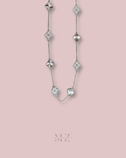 Silver Clover Crystal Necklace