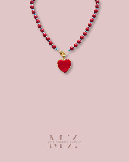 Red Bead Heart Necklace